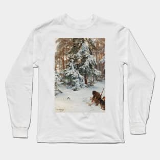 Winter Landscape with Hunters and Dogs by Bruno Liljefors Long Sleeve T-Shirt